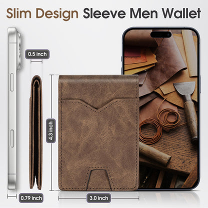 XZVXZV Man Slim Wallet Leather Money Clip RFID Blocking Front Pocket Minimalist Bifold Wallet Thin Credit Card Holder Coffee