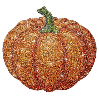 Cumouna Thanksgiving Pumpkin Placemat, Halloween Table Mats Orange Thanksgiving Fall Sparkle Pumpkin Decoration Placemat for Centerpiece Kitchen Table Party Tableware Decor