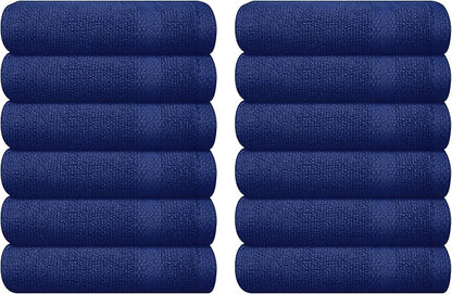 GLAMBURG Ultra Soft 12-Piece Washcloths Set 13x13-100% Ringspun Cotton