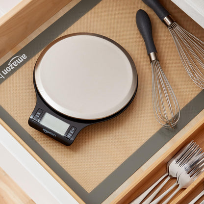 Amazon Basics Digital Kitchen Scale with LCD Display, Batteries Included, Weighs up to 4.9 kgs, Black and Stainless Steel