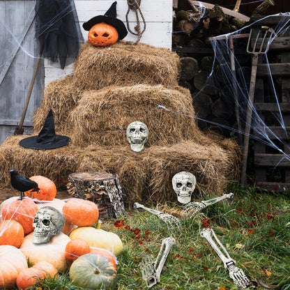 Leyndo 5 Set Realistic Skeleton Coming Out of the Ground Halloween Groundbreaking Stakes Decoration, Moveable Skeleton Skull, Arms, Legs & Feet for Outdoor Yard, Garden, Graveyard Halloween Decor