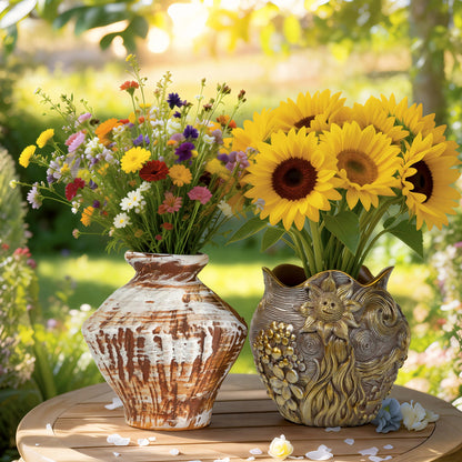 ArtCachet Sunflower Starry Sky Plant Pots & Ceramic Flower Vase Home Decor，Plant Pots for Outdoor Garden Decor ，Plant Gifts for Mother's Day, Birthday, Christmas& Home Art Decoration