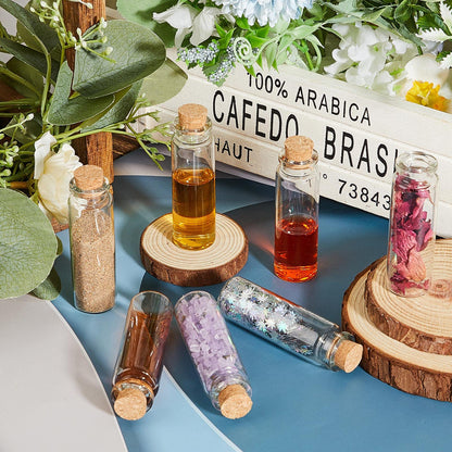 Gerrii 150 Pcs 15 ml Mini Glass Bottles with Wood Cork Stoppers, Mini Potion Glass Vials Small Clear Bottles Wishing Message Spell Tiny Jars Sand Art for Halloween Decoration Wedding DIY Favor