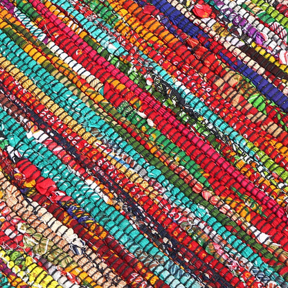 Ramanta Home Cotton Multi Color Chindi Hand Woven Rugs - 8x10 Feet Rectangle Hand Braided Bohemian Colorful Area Rug - Recycled Braided Chindi Rugs- Biodegradable Area Rugs Size 96x120 inch.