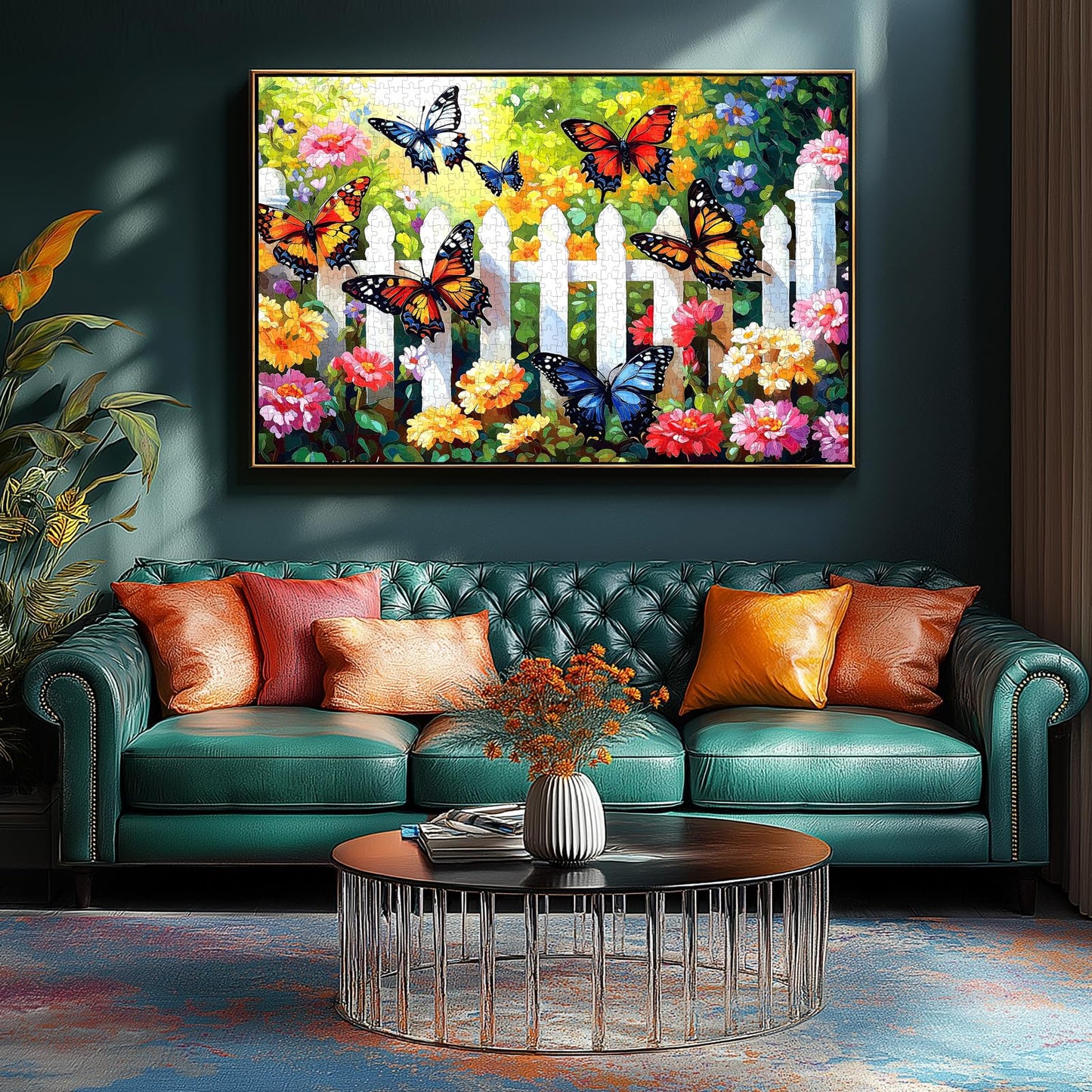 MINIWAN 500 Piece Puzzles for Adults - Vibrant Butterfly Garden Jigsaw Puzzle, 23x15 Inches with Unique Irregular Shaped Pieces for Relaxation & Home Wall Decor