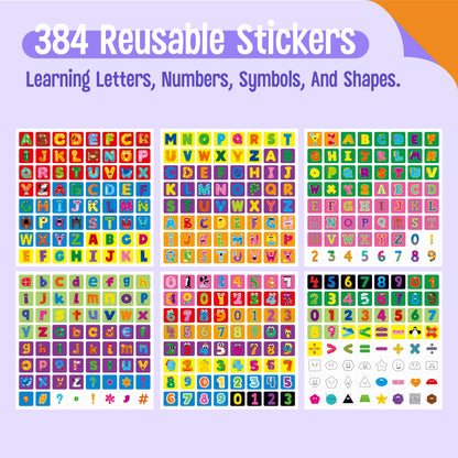 100 Math Linking Cubes, Math Cubes with 384 Reusable Stickers-Letters, Numbers, Shapes, Manipulative Geometric Connecting and Counting Blocks, Educational Toy for Kids Math Learning and Fun Activities