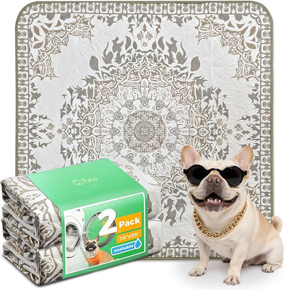 FXW Washable Pee Pads for Dogs, Puppy Pads with Super Absorbent, Specifically Designed for Potty Training, 35" Square, Boho, 2 Packs