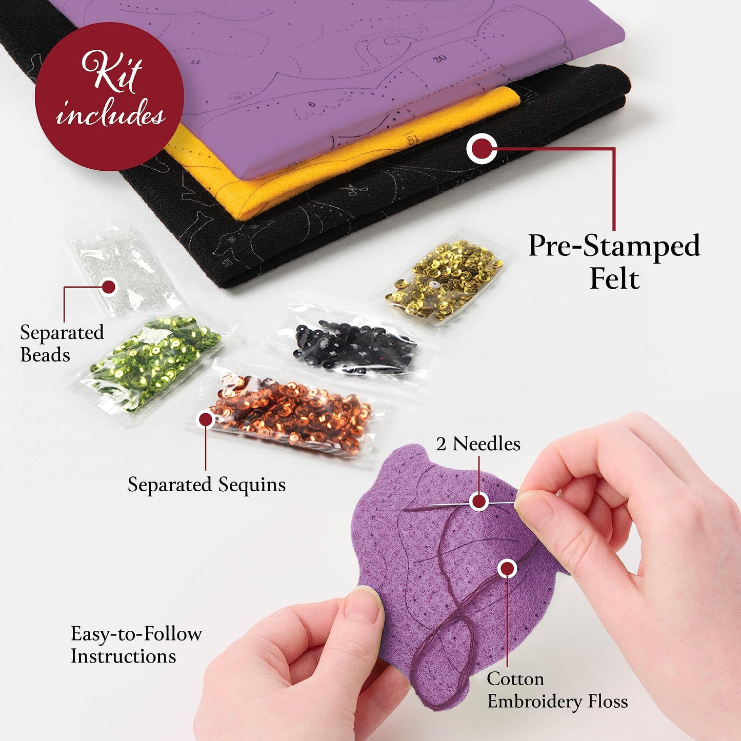 Bucilla Felt Applique 4 Piece Ornament Making Kit, Halloween Squad, Perfect for DIY Arts and Crafts, 89647E