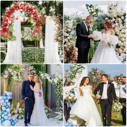 Metal Arch Backdrop Stand, 7.2FT+6FT Wedding Arch Frame, Gold Wedding Arch Backdrop Stand Set of 2, Balloon Arch Backdrop for Wedding Birthday Party Baby Shower Graduation Ceremony Decor