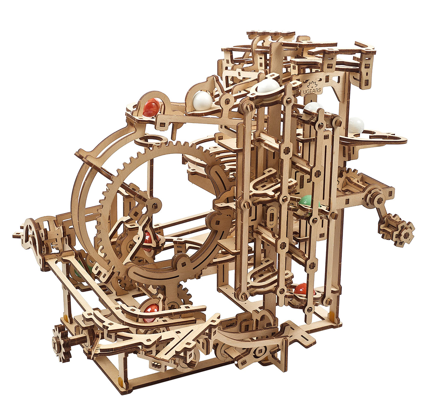 UGEARS Wooden Marble Run Stepped Hoist - Mechanical 3D Wooden Puzzles for Adults Kit, Fun DIY Model Kit Crafts for Adults - Unique Gift 3D Puzzle for Adult Marble Game for Hobby Enthusiasts - 355 Pcs