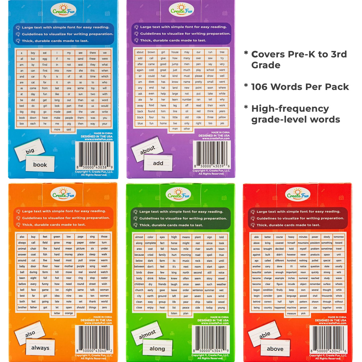 106 Sight Words Flash Cards 3rd Grade for Kids Ages 7-8, Dolch & Fry Sight Word Reading Games, Learning Activities for Kids with 7 Educational Game Ideas