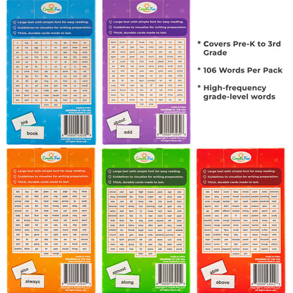 106 Sight Words Flash Cards Kindergarten for Ages 4-5, Dolch & Fry Sight Word Reading Games, Homeschool Supplies for Preschool with 7 Educational Game Ideas