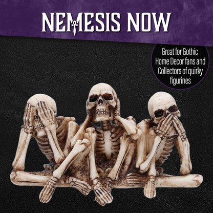 Nemesis Now Three Wise Corpse Figurines 7.3cm – Gothic Skeleton Home Decor, See Hear Speak No Evil, Hand Painted Resin Statue, Gifts for Collectors