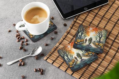 Caroline's Treasures Orcs Spooky Halloween Foam Coaster Set of 4 Cup Coasters for Indoor and Outdoor, Coaster for Tabletop Protection, Anti Slip, Mouse pad Material