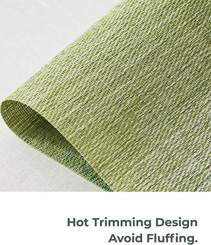Leetaltree Gradient Green Woven Placemats Set of 24 - Heat Resistant Non-Slip Place mats for Dining Table, Washable Durable PVC Vinyl Woven Table Mats(Gradient Green, 24)
