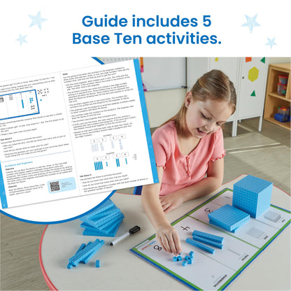 hand2mind Plastic Base Ten Blocks Activity Set, Place Value Manipulatives, Base 10 Blocks for Math, Counting Cubes, Math Manipulatives 1st Grade, Small Group Classroom Must Haves (133 Pieces)