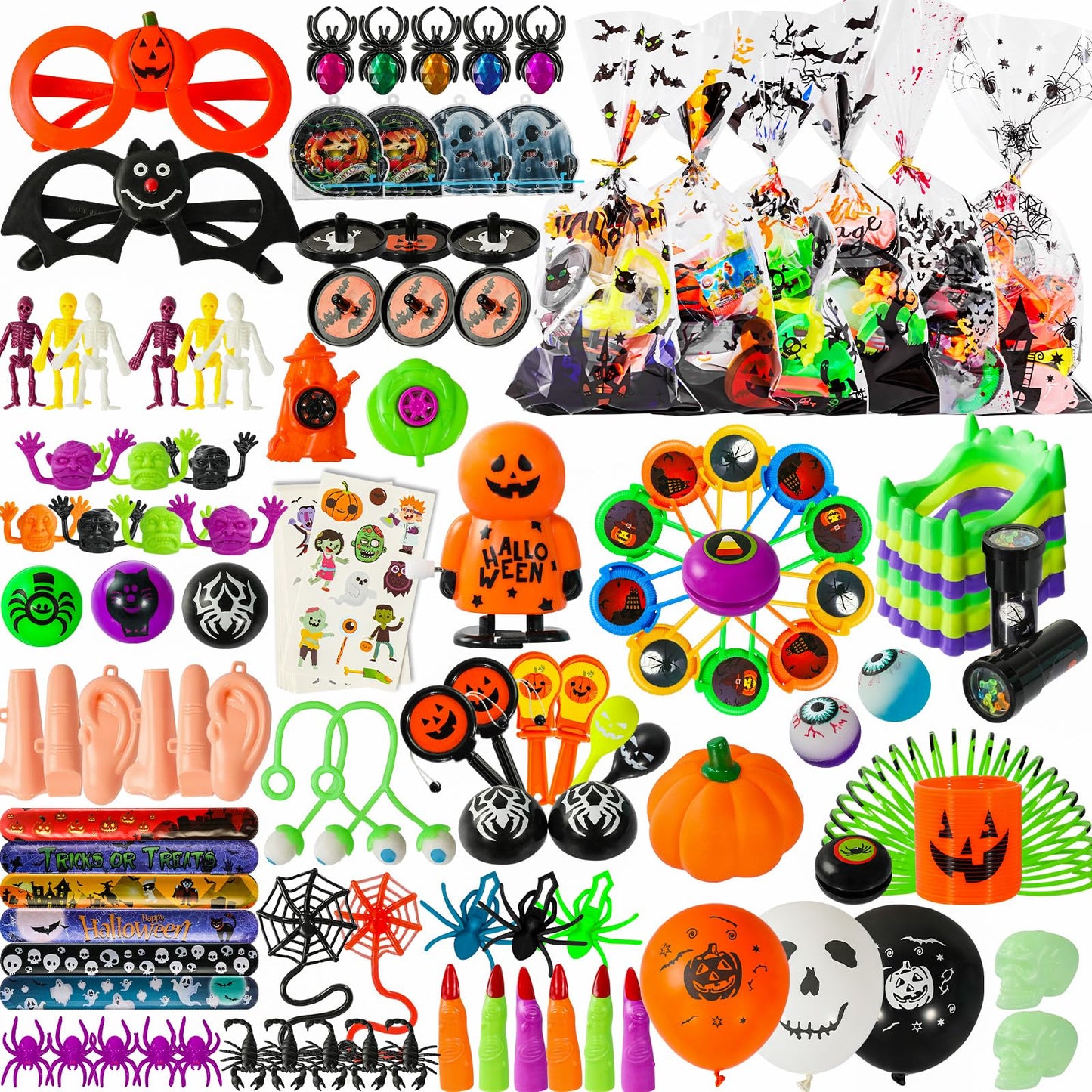 Max Fun 180pcs Halloween Party Toys Assortment for Kids Halloween Party Favors Prizes Box Toy Assortment Classroom (Large 180pcs party favors)