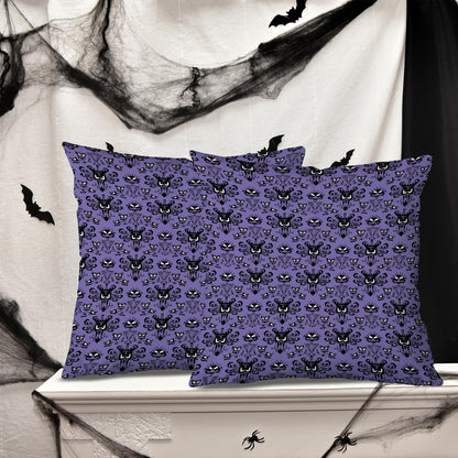 Horror Halloween Decorative Throw Pillow Cover 20x20 Inch Set of 2,Haunted Ghosts Mansion Decor Mystic Skull Spooky Grinning Farmhouse Outdoor Purple Pillowcase for Home Bed Living Room