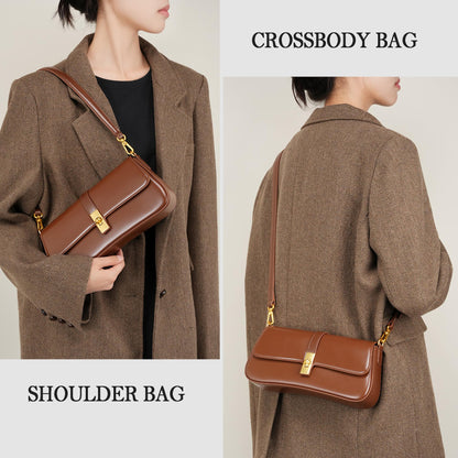 SYMENGR Genuine Leather Evening Bag for Women Elegant Shoulder Bags Crossbody Bag(coffee)