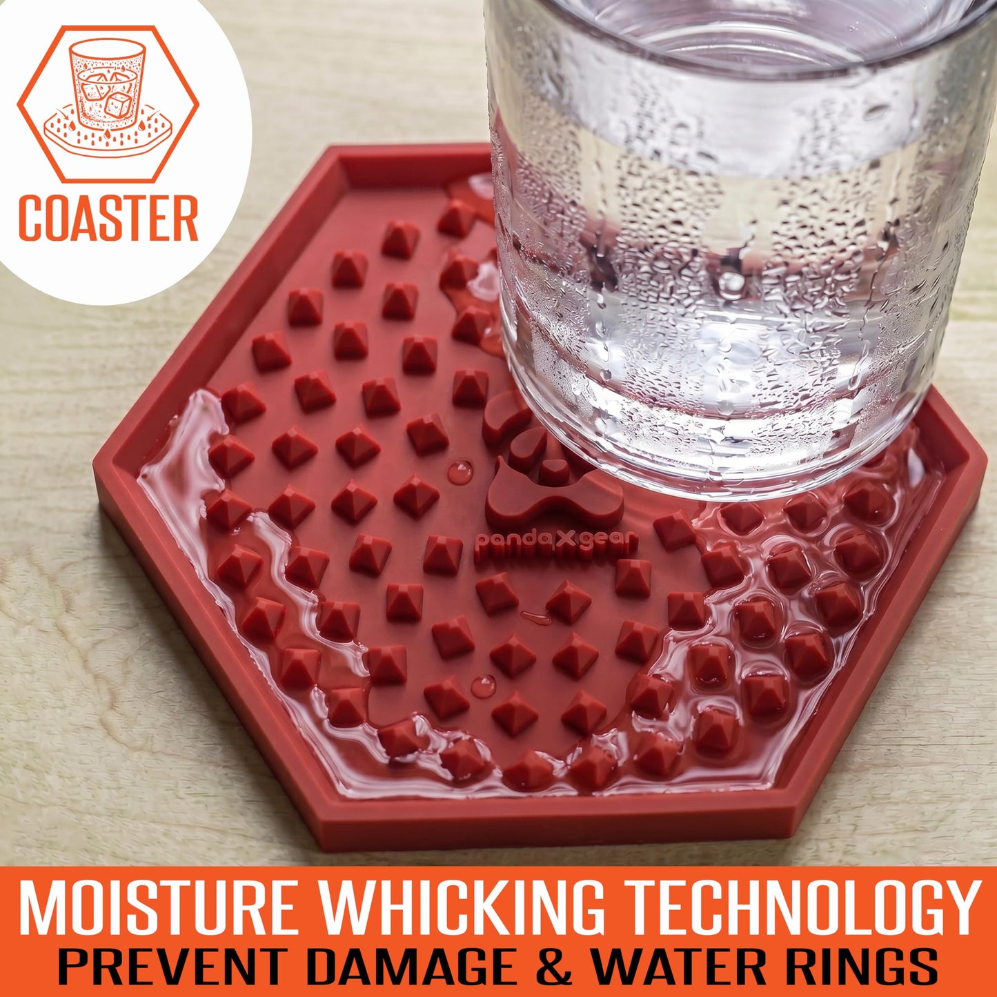 Silicone Coasters for Drinks – 3 Pack Large Red Coaster Set with Holder & Cleaning Brush, Heat Resistant Trivet Coasters, Non-Slip, Jar Opener, Hot Pad – PandaXGear (3 Pack - RED)