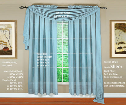 Today's Curtain, Silhouette Stripe Sheer Scarf 144", Blue, 52" W x 144" L