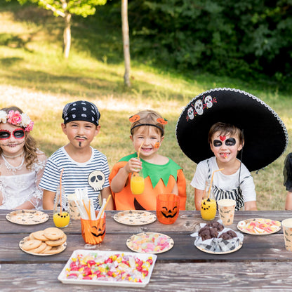 Cheerland Summer ween Paper Plates Disposable Cute Pumpkin Bat Ghost Party Plates for Pastel Halloween Decoration Kids Birthday Baby Shower and Spooky Summerween Party Decorations 7 Inch Pack of 24