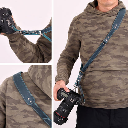 Padwa Lifestyle Green Single Camera Harness Strap for One Camera - Professional Single Full Grain Leather Camera Harness with Thick Padded,Quick Release Gear DSLR Camera Straps for Photographers