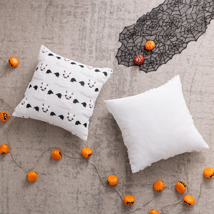 AQOTHES Halloween White Ghost Throw Pillow Covers 18x18 inch Set of 2, Cute Skeleton Pillowcases Holiday Cushions Covers for Halloween Decorations Indoor Home Sofa Couch