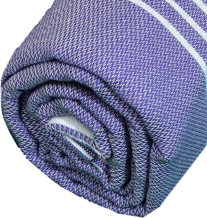 Bersuse Towels Anatolia XL Beach Blanket Throw Blanket Turkish Towel 100% Cotton Extra-Large Quick-Dry Lightweight Premium Peshtemal Towel - 61x82 Inches, Dark Purple (Set of 3)