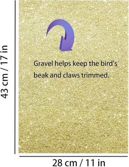 Gravel Paper for Bird Cage,BirdCage Liner Papers Cuttable Gravel Liner Sea Sand Paper Pet Animal Cages Cushion Great for Hard-Billed Birds Parrot | Clean Safe & Aids in Digestion (20 PCS - 17" x 11")