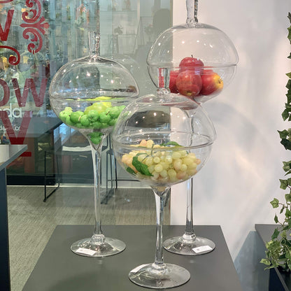 WGV Lollipop Vase, Width 11", Height 31.5", Clear Ball on Stand Glass Planter Terrarium with Stem, Candy Fruit Jar Floral Container for Wedding Party Event Home Office Decor, 1 Piece