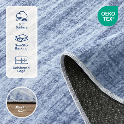 WITSHOCK 5x8 Area Rug Blue Rug for Living Room, Washable Rugs for Bedroom Dining Room Kitchen Nursery, Modern Wave Striped Rugs, Non Slip Stain Resistant Lightweight Carpet Home Decor, Blue