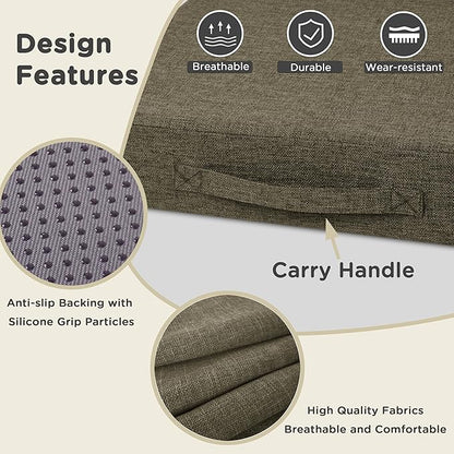 AddGrace Recliner Cushions for Elderly Thick Seat Cushion 20"x20"x4" Chair Pads with Non Slip Backing and Washable Cover for Couch Armchair Chairs Khaki