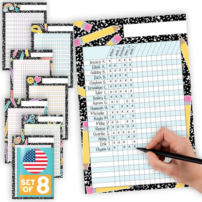 Attendance Chart for Classroom Management - 8 Incentive Chart for Classroom Essentials, 11x17 Student Behavior Charts and Homework Tracker, Teachers Class Attendance and Assignments Log