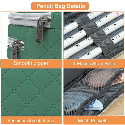 Della Gao Large Pencil Case, Big Capacity Pencil Pouch with 3 Compartments, Office Pencil Bag with Zipper, Big Pen Case for Adults (01-3ALLG)