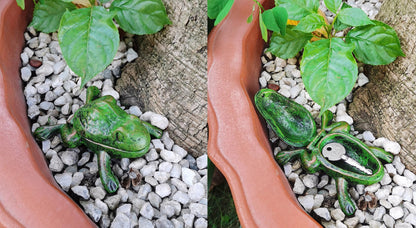 BSTGIFTS Iron Frog Key Hider - Outdoor Statue, Cast Iron, Green Frog, Hide a Key, Garden Decoration