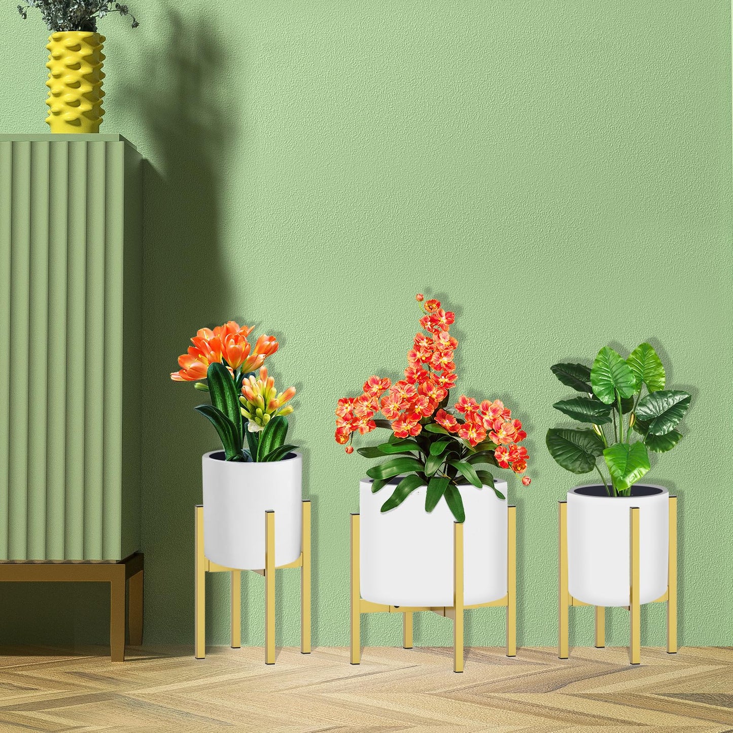 DDPow Heavy Plant Stand for 10"-16" Plant Pot Indoor Outdoor Corner, Adjustable Metal Heavy Duty for Large Pot (Golden 1 Pack)