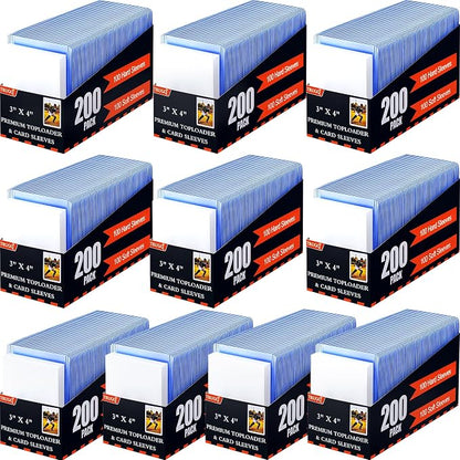 2000 Card Sleeves Toploads for Cards,3" x 4" Baseball Card Protectors,Premium Standard Size Trading Hard Plastic Card Holder for Sports Football Cards(1000 Hard Protectors +1000 Soft Sleeves)