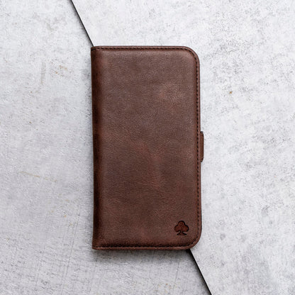 Porter Riley - Leather Case for Samsung Galaxy S24. Premium Genuine Leather Stand Case/Wallet/Cover (Chocolate Brown)