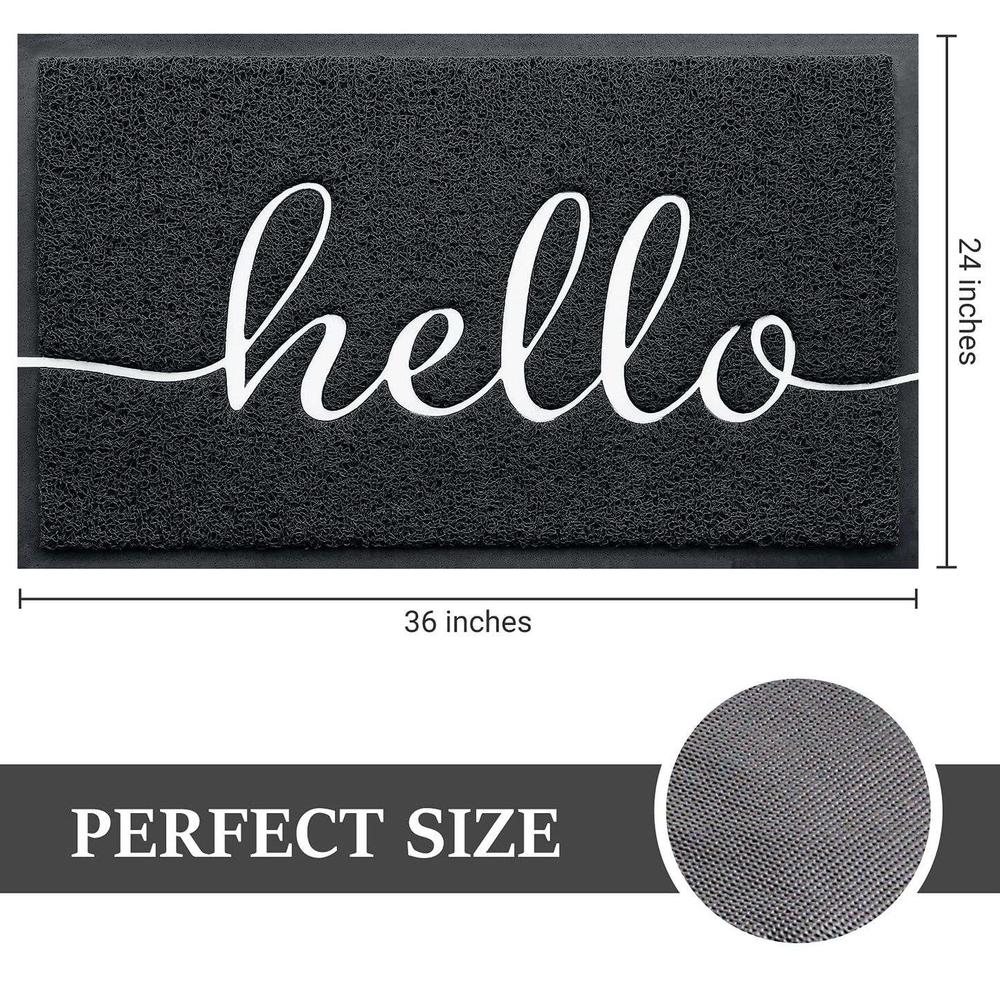 BeneathYourFeet Door Mat (36"x24",Black) Welcome Mat Low Profile Front Doormat Indoor Outdoor Door Non Slip Rugs for Entryway, Patio, High Traffic Areas