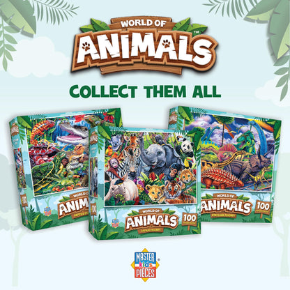 MasterPieces Jigsaw Puzzle Set for Kids, 4-Pack of 100 Piece Puzzles, Educational Animal Theme, Fun Game, Gift Idea, 8" x 10"