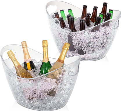 BARsics Large Clear Ice Bucket 3 Gallon(12L), Beverage Tub for Parties (2 Pack)