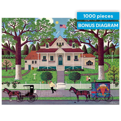 Buffalo Games Charles Wysocki - Ice Cream & Hopscotch - 1000 Piece Jigsaw Puzzle - 26.75 x 19.75 in, Bonus Poster - Adult Jigsaws - Recycled Board - 1000 Piece Puzzle for Adults