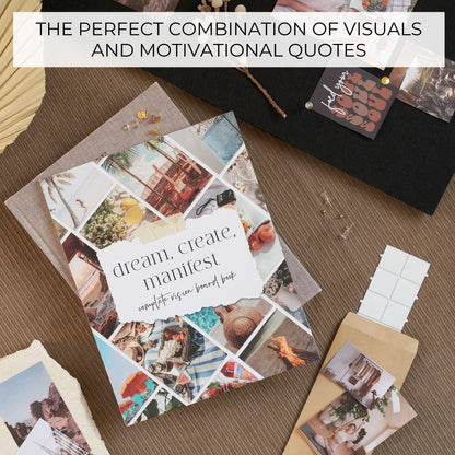 Inspirational Vision Board Kit – Complete Set with Vision Board Book & Felt Board, Motivational Pictures & Quotes to Map Your Goals & Dreams - The Perfect Supplies to Visualize Goal Setting & Success