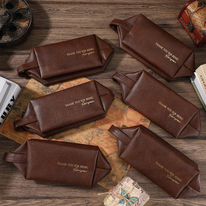 Clysee 6 Pcs Father's Day Leather Appreciation Toiletry Bags Gifts Travel Shaving Cosmetics Bags for Dad Men Gifts(Brown)
