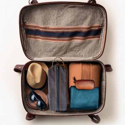 Eurow Luxe Mens Premium Canvas Toiletry Bag With Faux Leather Handstrap For Travel, Organize Bath Supplies, Grooming & Shaving Kits, Personal Hygiene, Travel Essentials, Gray