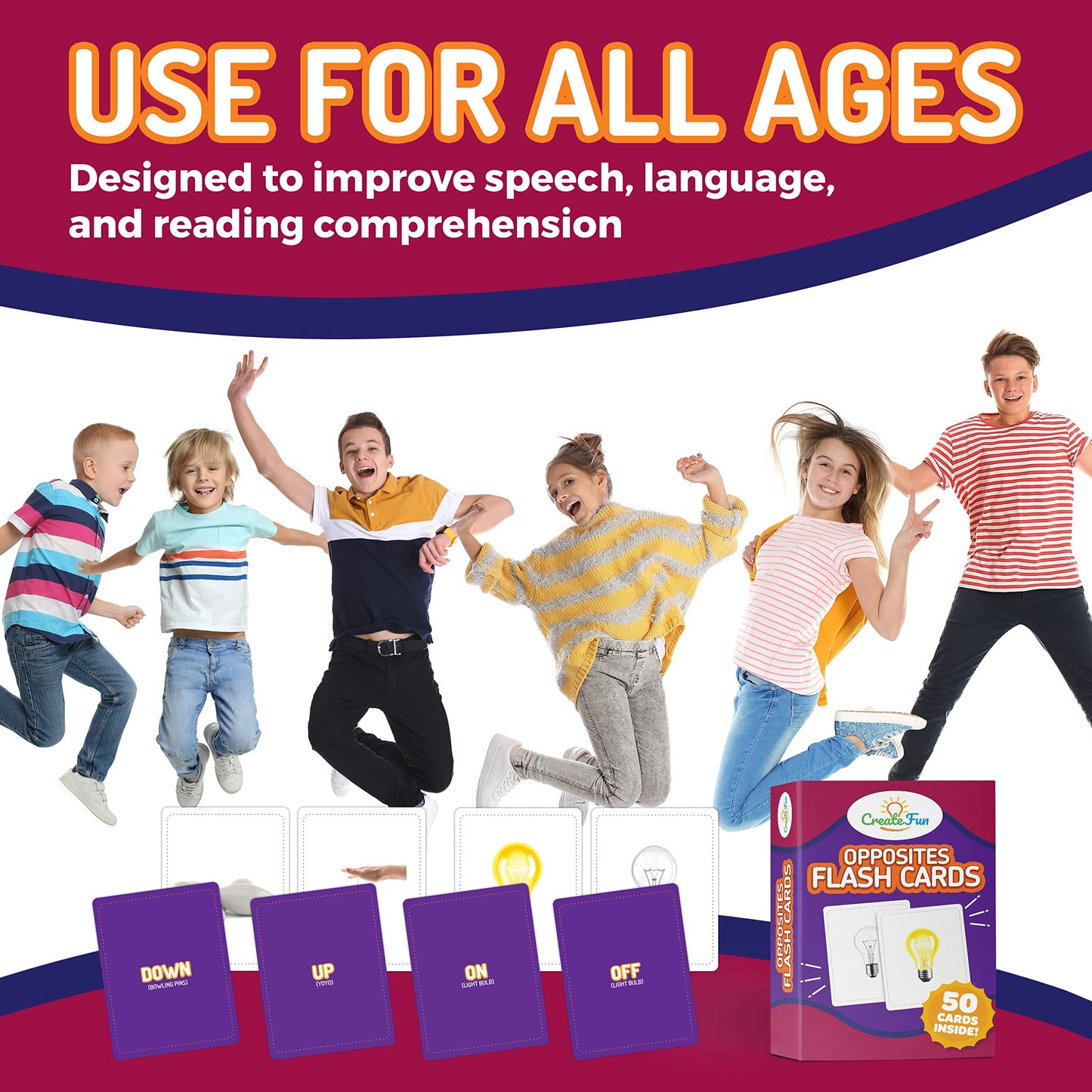 Opposites Flash Cards for Kids & Adults – 50 Realistic Matching Picture Cards for Speech Therapy, Dementia Activities, ESL, Autism Learning, Memory & Language Development, Classroom & Home Use
