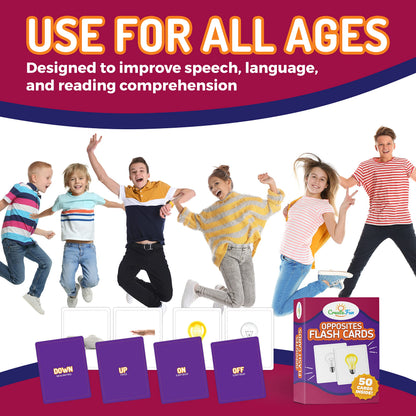 Opposites Flash Cards for Kids & Adults – 50 Realistic Matching Picture Cards for Speech Therapy, Dementia Activities, ESL, Autism Learning, Memory & Language Development, Classroom & Home Use