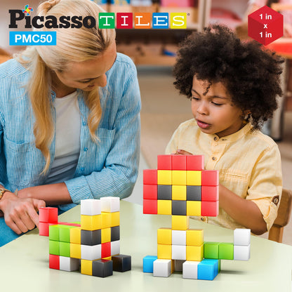 PicassoTiles Kids Pixel 1” Magnetic Puzzle Cube Mix & Match with Free Ideabook Sensory Toys STEAM Learning Building Block Magnets Construction Toy Set Stacking Magnet Creative Kit