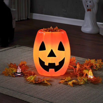 Mr. Halloween 18 in Jack-O-Lantern Candy Bowl with LED Lights, Blow Mold Trick or Treat Holder, Vintage Light Up Halloween Candy Dish